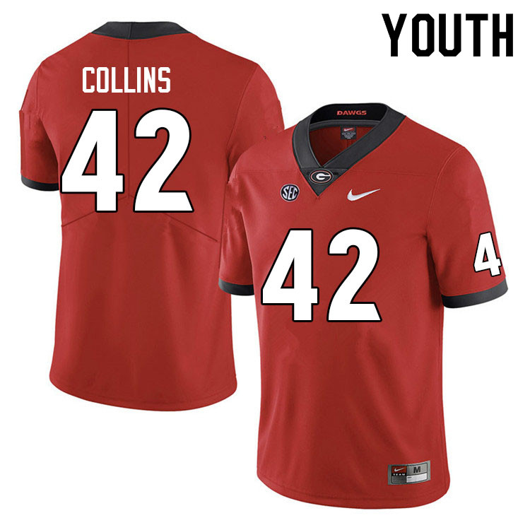 Youth #42 Graham Collins Georgia Bulldogs College Football Jerseys Sale-Red Anniversary